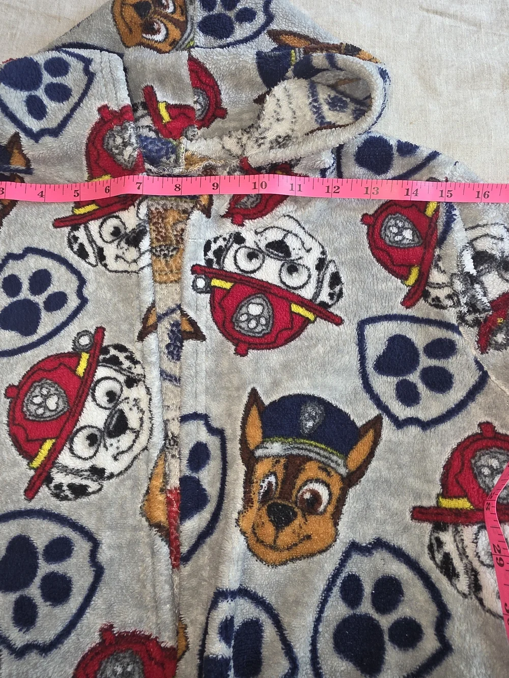 Paw Patrol Kids' Plush Hooded Robe - Gray with Multi-Color Characters